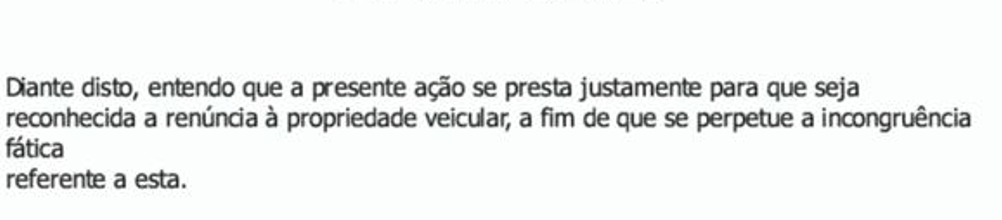 Imagem de decisão judicial sobre renúncia de propriedade de veículo, página 3